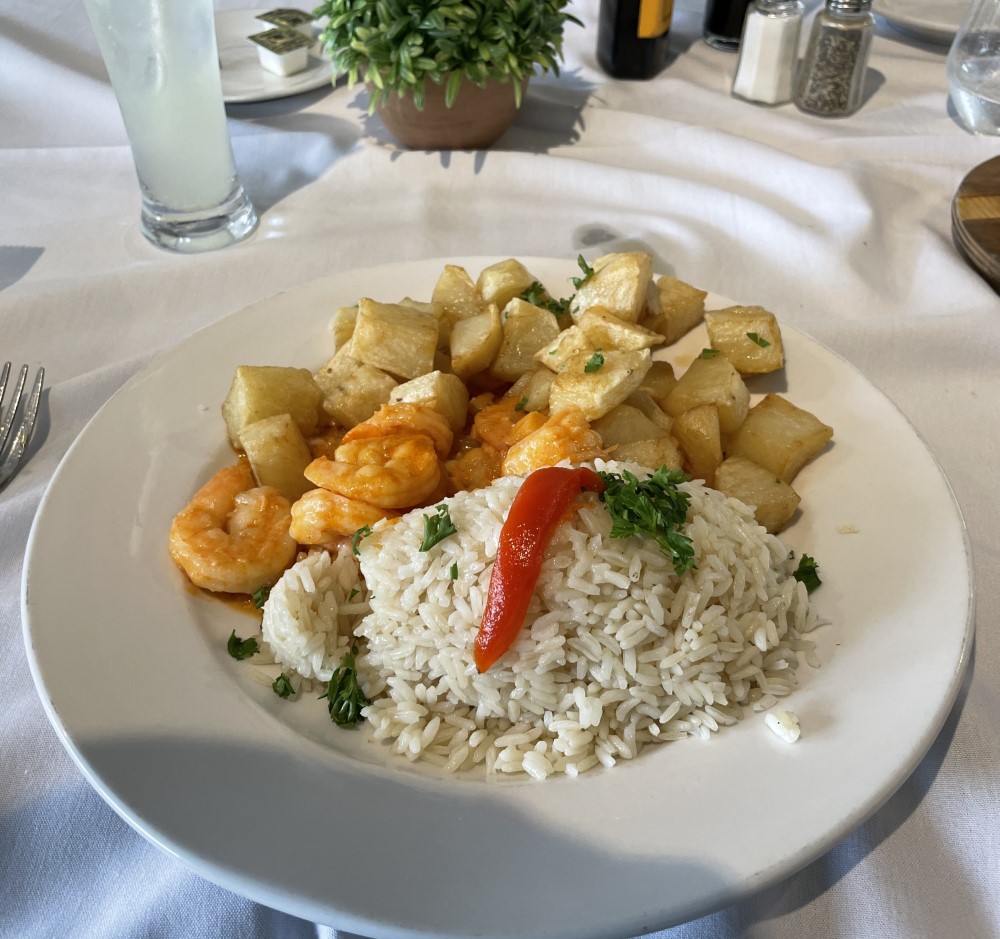 Garlic cream shrimp at Old Lisbon restaurant in Miami (Portuguese food)